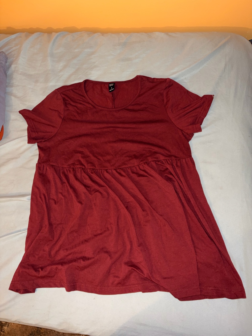 Women’s Short Sleeve Peplum Top in Deep Red